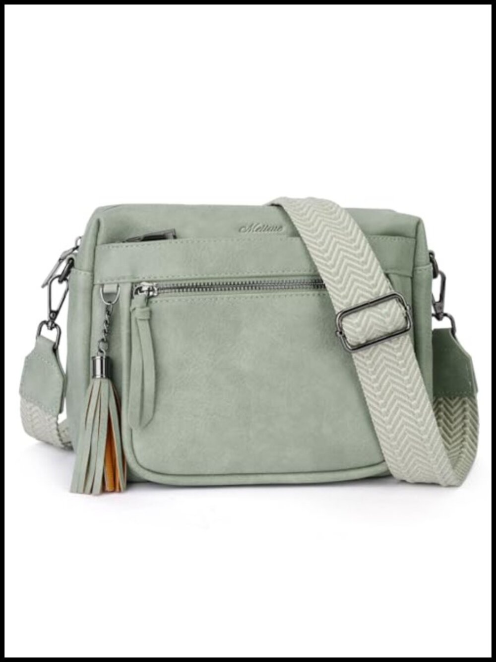 Vegan Leather Crossbody Purse Multi Pockets Tassel Shoulder Bag